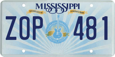 MS license plate ZOP481