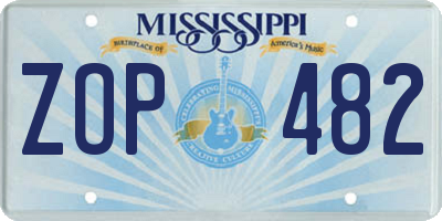 MS license plate ZOP482