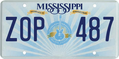 MS license plate ZOP487