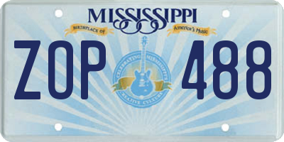 MS license plate ZOP488