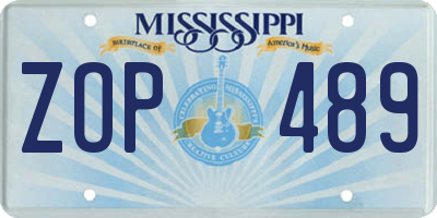 MS license plate ZOP489