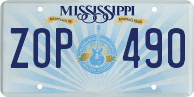 MS license plate ZOP490