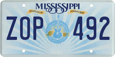 MS license plate ZOP492