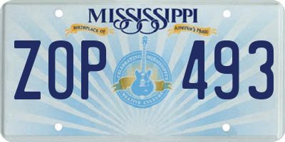 MS license plate ZOP493