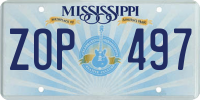 MS license plate ZOP497