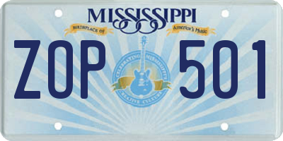 MS license plate ZOP501