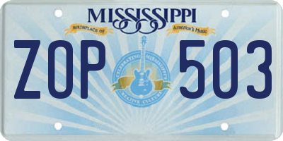 MS license plate ZOP503