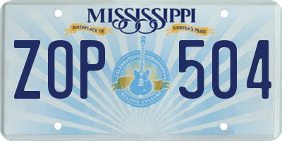 MS license plate ZOP504