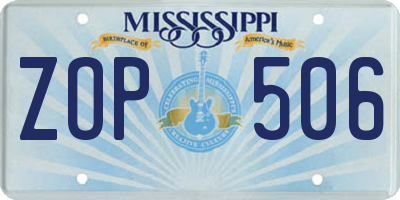 MS license plate ZOP506