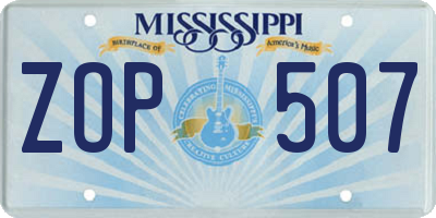 MS license plate ZOP507