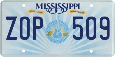 MS license plate ZOP509