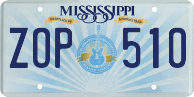 MS license plate ZOP510