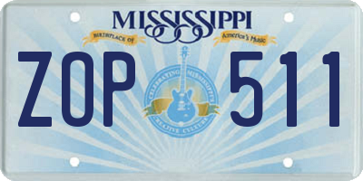 MS license plate ZOP511