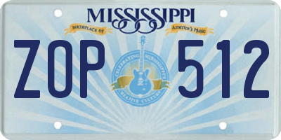 MS license plate ZOP512