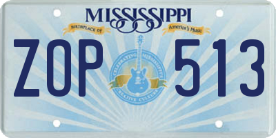 MS license plate ZOP513
