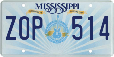 MS license plate ZOP514