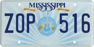 MS license plate ZOP516
