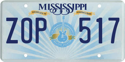 MS license plate ZOP517