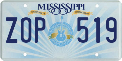 MS license plate ZOP519