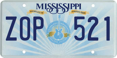 MS license plate ZOP521