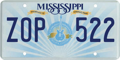 MS license plate ZOP522