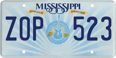 MS license plate ZOP523