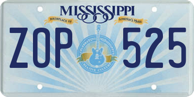 MS license plate ZOP525