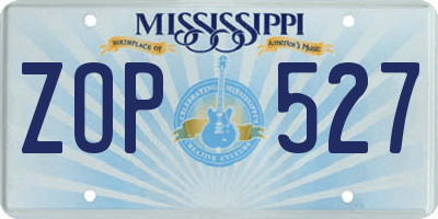 MS license plate ZOP527