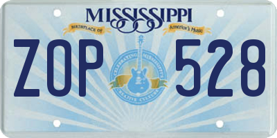 MS license plate ZOP528