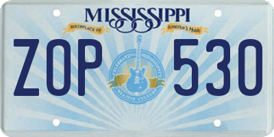 MS license plate ZOP530