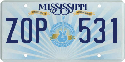 MS license plate ZOP531