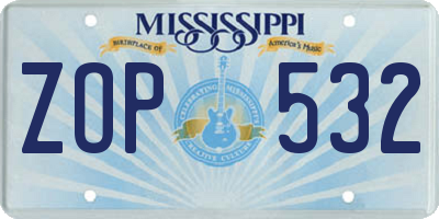 MS license plate ZOP532