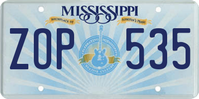 MS license plate ZOP535