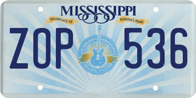 MS license plate ZOP536