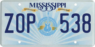 MS license plate ZOP538