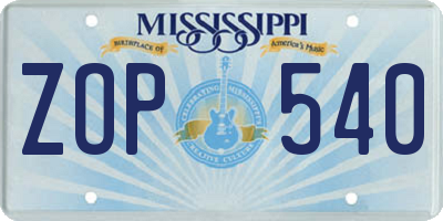 MS license plate ZOP540