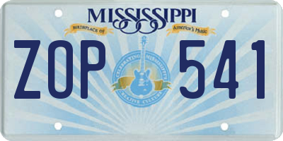 MS license plate ZOP541