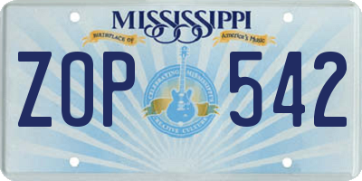 MS license plate ZOP542
