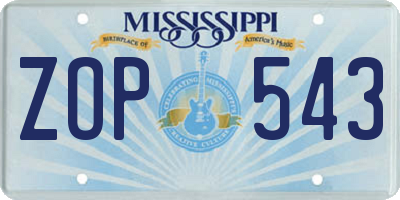 MS license plate ZOP543