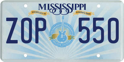 MS license plate ZOP550