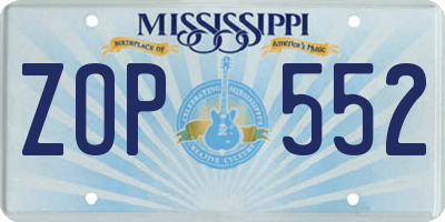 MS license plate ZOP552