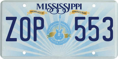 MS license plate ZOP553