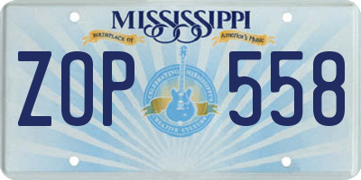 MS license plate ZOP558