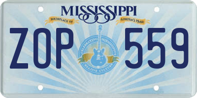 MS license plate ZOP559