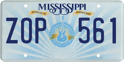 MS license plate ZOP561