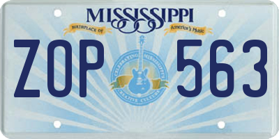 MS license plate ZOP563
