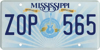 MS license plate ZOP565