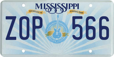 MS license plate ZOP566