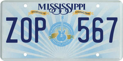 MS license plate ZOP567