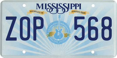 MS license plate ZOP568